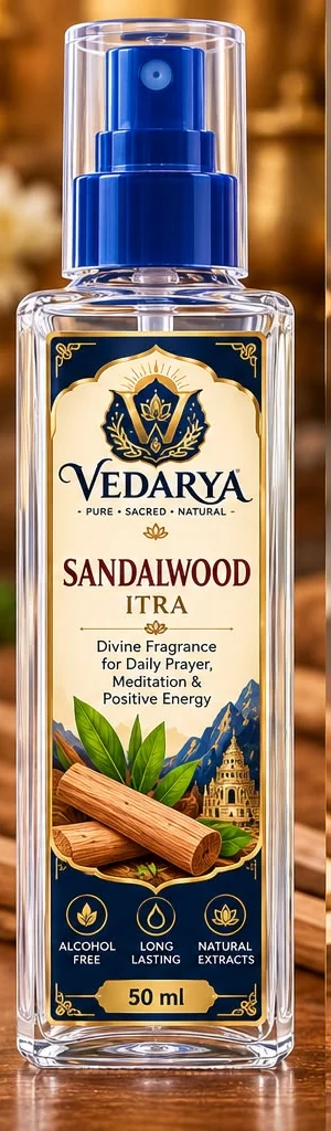 VEDARYA Sandalwood Itra front packaging
